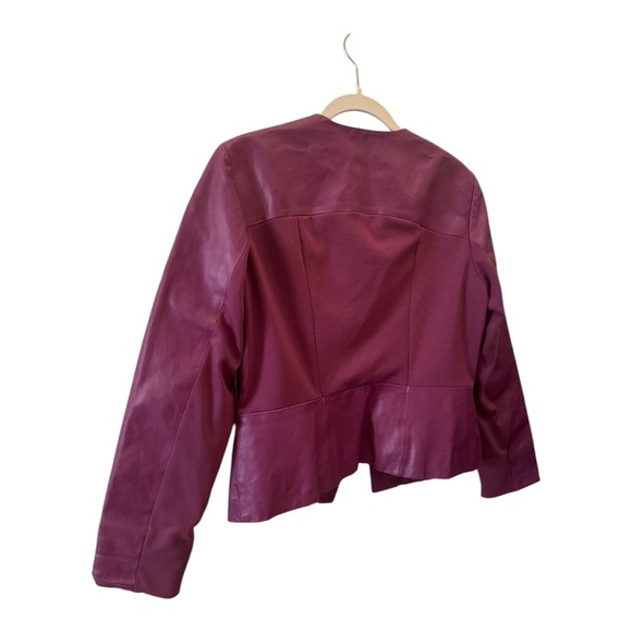 Vintage Hal Rubenstein Sz. L Purple Textured 100% Leather Jacket W/Pockets - Picture 3 of 14